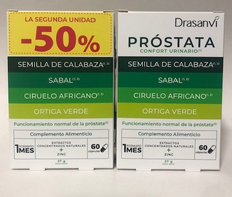 DUPLO PROSTATA 2X60 CAP 2ªUD AL 50% DRASANVI