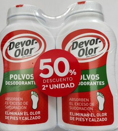 DUPLO POLVOS DESODORANTES DEVOR OLOR
