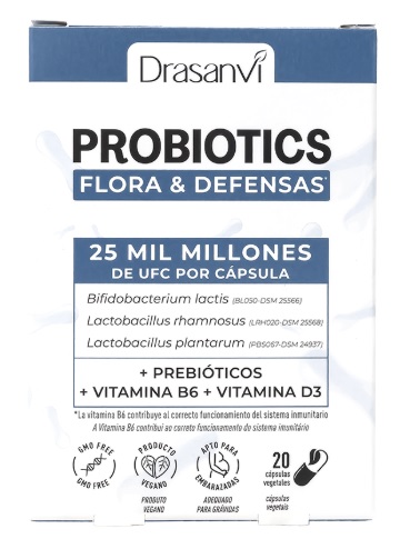 PROBIOTICOS FLORA Y DEFENSAS 20 CAP DRASANVI